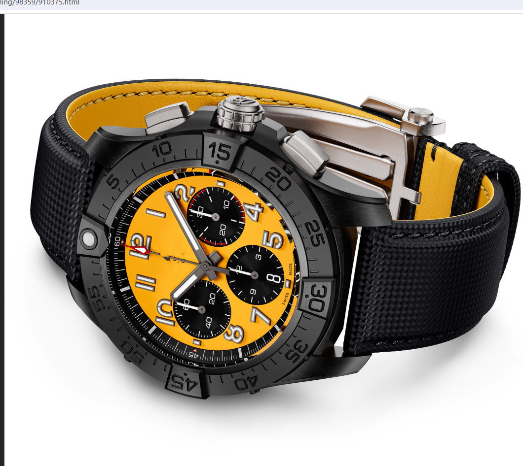 Breitling Chronograph Men's Watch | Salmon Dial Black Subdials Tachymeter Bezel Sand Leather Strap Swiss Made Sport Watch