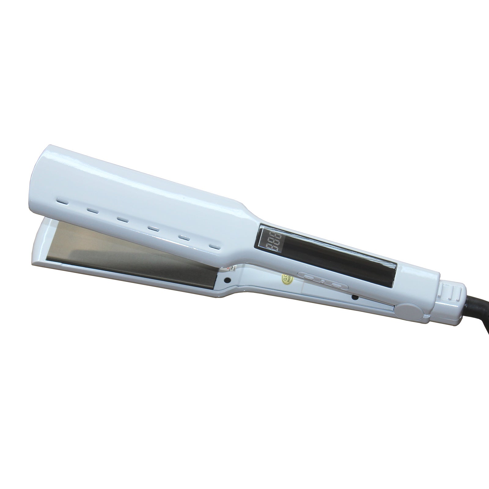Wide Plate White LCD Digital Flat Iron Hair Straightener | Extra Wide Ceramic Plate Professional Hair Iron with Digital Display | Salon Grade Corded Hair Straightener for Thick Curly Hair