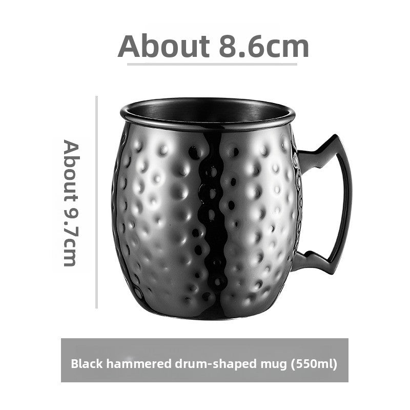 Hammered Moscow Mule Mug | Copper Rose Gold & Black Stainless Steel Cocktail Cup | Premium Bar Drinkware for Home & Party