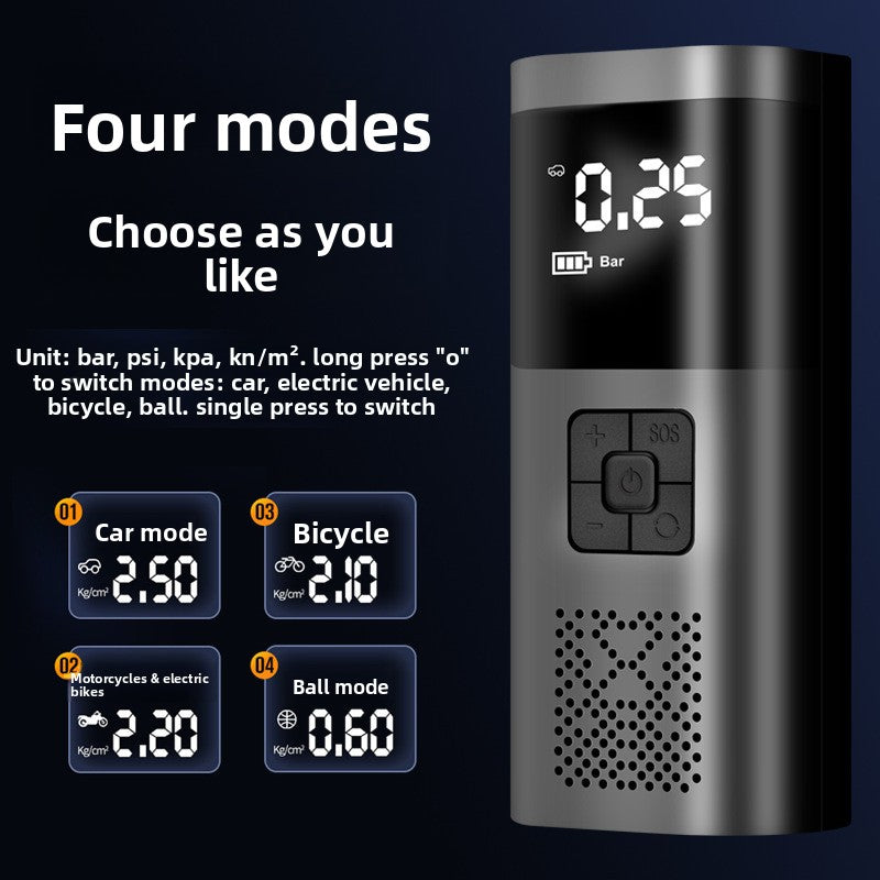 Digital Portable Tire Inflator Air Pump | LCD Display, Auto Shut-Off, 4 Nozzles - Car Tyre Compressor with Cigarette Lighter Cable