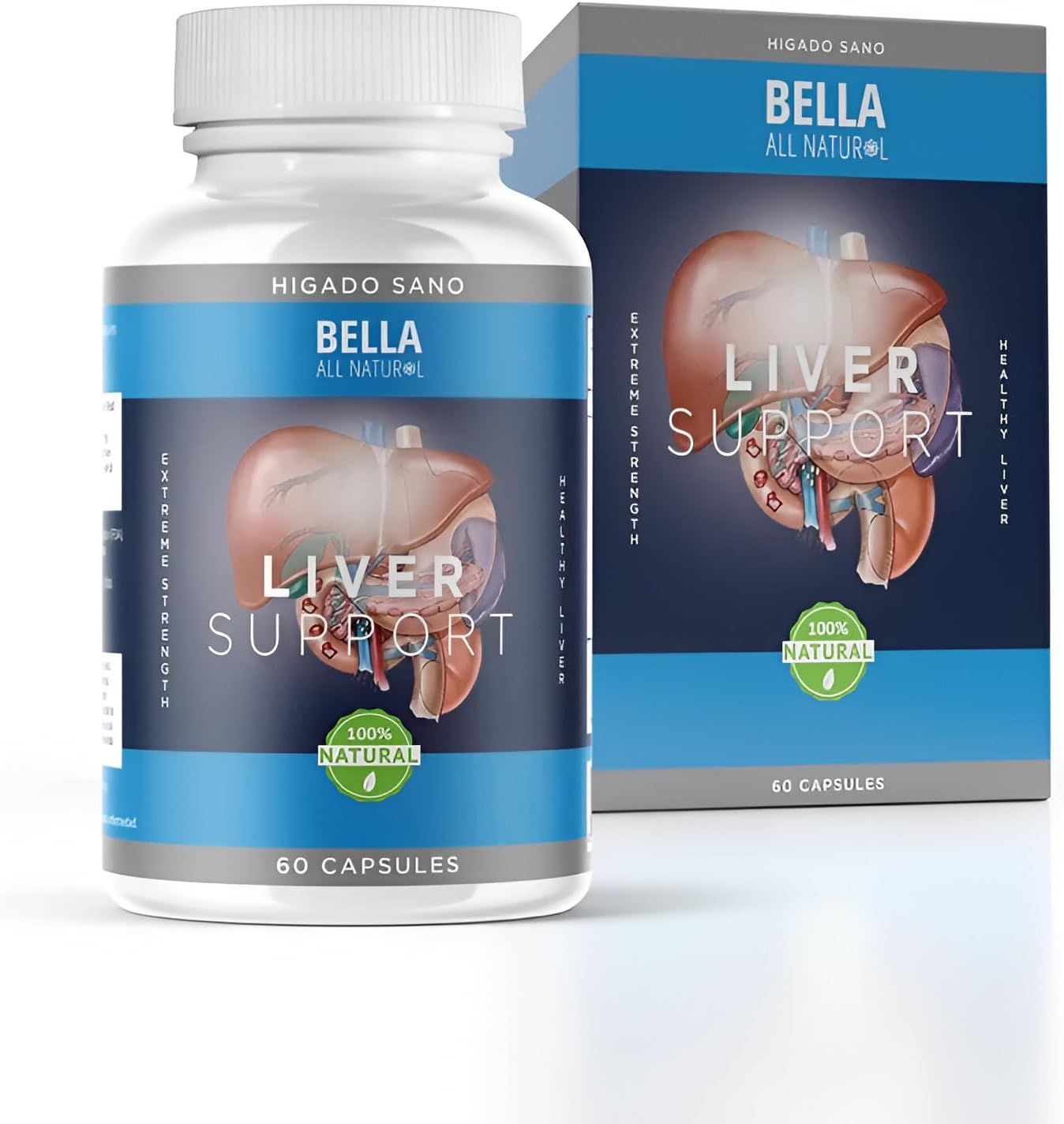 Bella All Natural Extreme Strength Liver Support | كبسولات صحية 100% لدعم الكبد 60 كبسولة