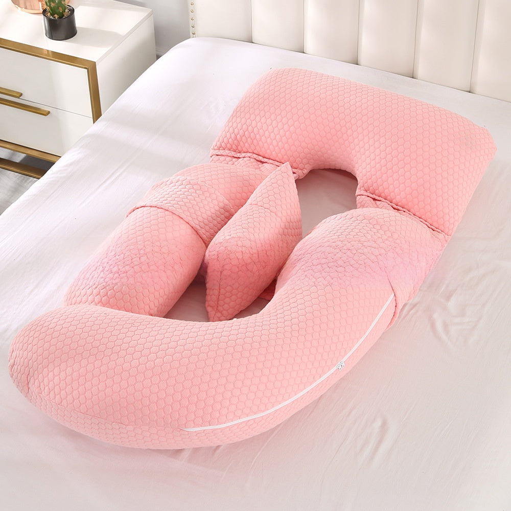 G-Shape Full Body Pregnancy Pillow | Honeycomb Cooling Maternity Pillow with Head Support | Total Belly Back Hip Knee Side Sleeper Cushion | Sage Green