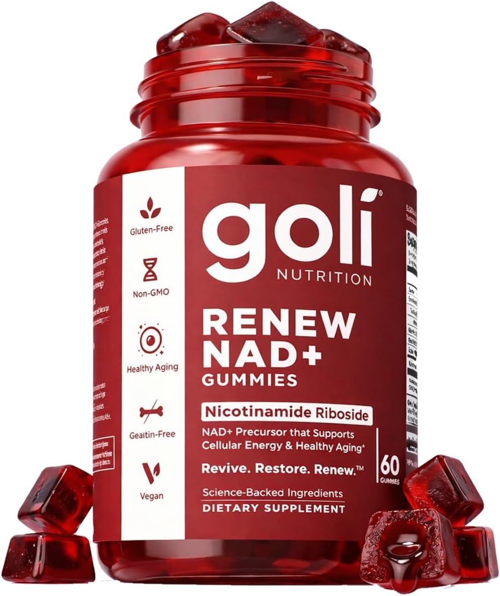 Goli Nutrition Renew NAD+ Gummies Set of 2 | Nicotinamide Riboside | Cellular Energy & Healthy Aging | 60 Gummies Each | Vegan, Gluten-Free, Non-GMO