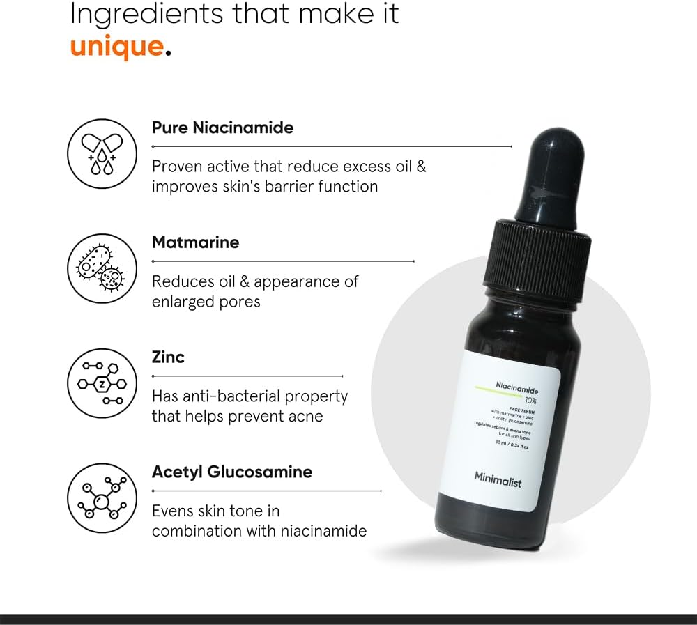 Minimalist Niacinamide 10% Face Serum Set of 3 | Regulates Sebum & Evens Skin Tone | 10ml