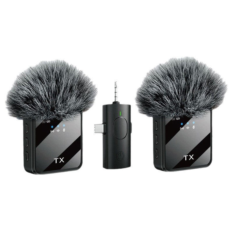 Dual Wireless Lavalier Microphone Set | 2 TX Transmitters & USB-C Receiver | Fur Windscreen Clip-On Mics for iPhone, Android & Cameras | Vlog & Interview Kit