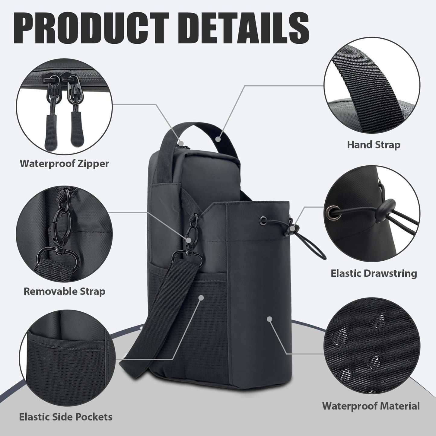 Large Water Bottle Carrier Bag with Shoulder Strap & Handle | Fits 64oz 128oz Jugs | Crossbody Bottle Holder Pouch with Pockets