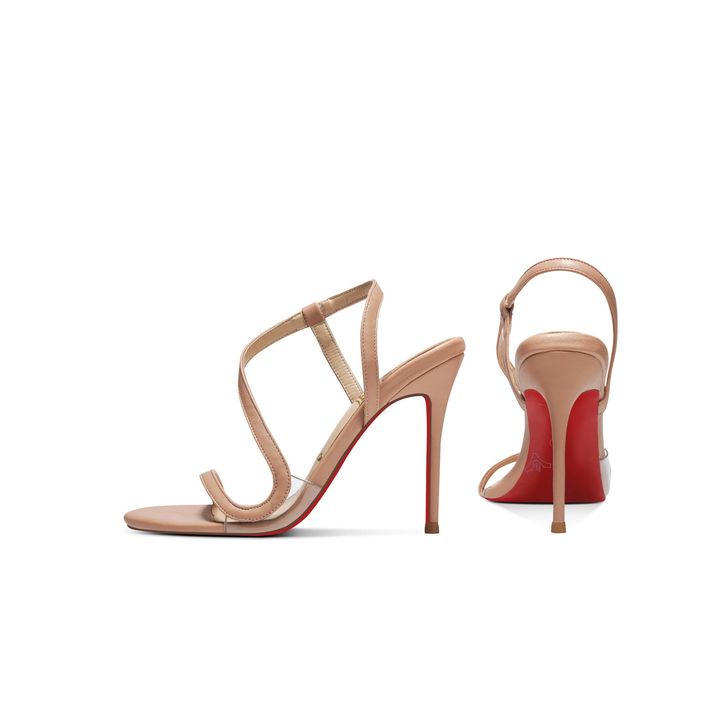 Black Strappy Cross Strap Stiletto Heel Sandals | Women's Square Toe Red Sole Slingback High Heel Sandals | Luxury Designer Style Heels