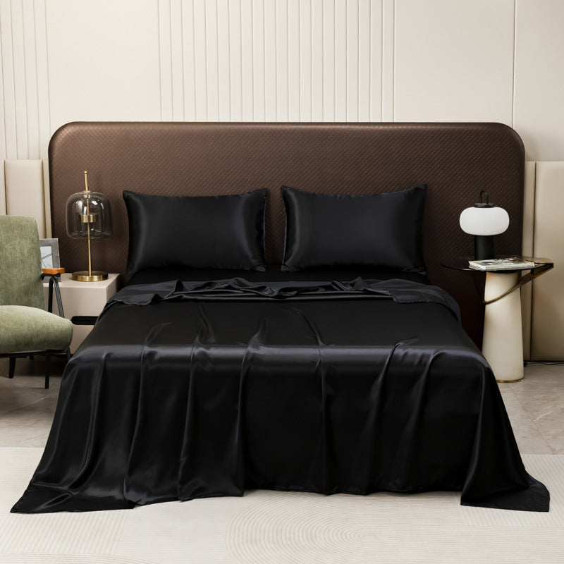 Black Satin Bed Sheet Set | Luxury Silky Smooth Bedding Set with Pillowcases
