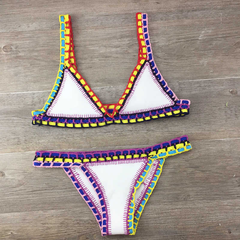 Black Gold Crochet Trim Bikini Set | Triangle Top & Low Rise Bottoms | Luxury Metallic Knit Edge Two Piece Swimsuit Women