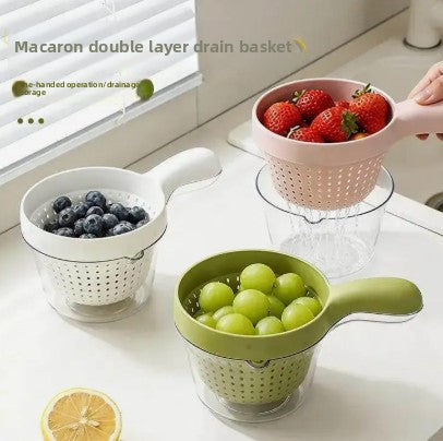 Spring Sea Salt Combo Pack | 2-Piece Kitchen Strainer Colander Set with Handle ? BPA-Free Plastic, Dishwasher Safe