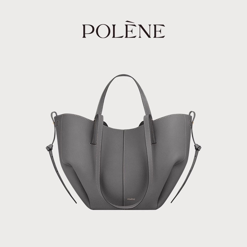 Polene Numero Un Maxi Bag in Marrone Cammello - Autentica Borsa Tote Francese in Pelle | Borsa a Spalla Curva Firmata con Lacci Regolabili