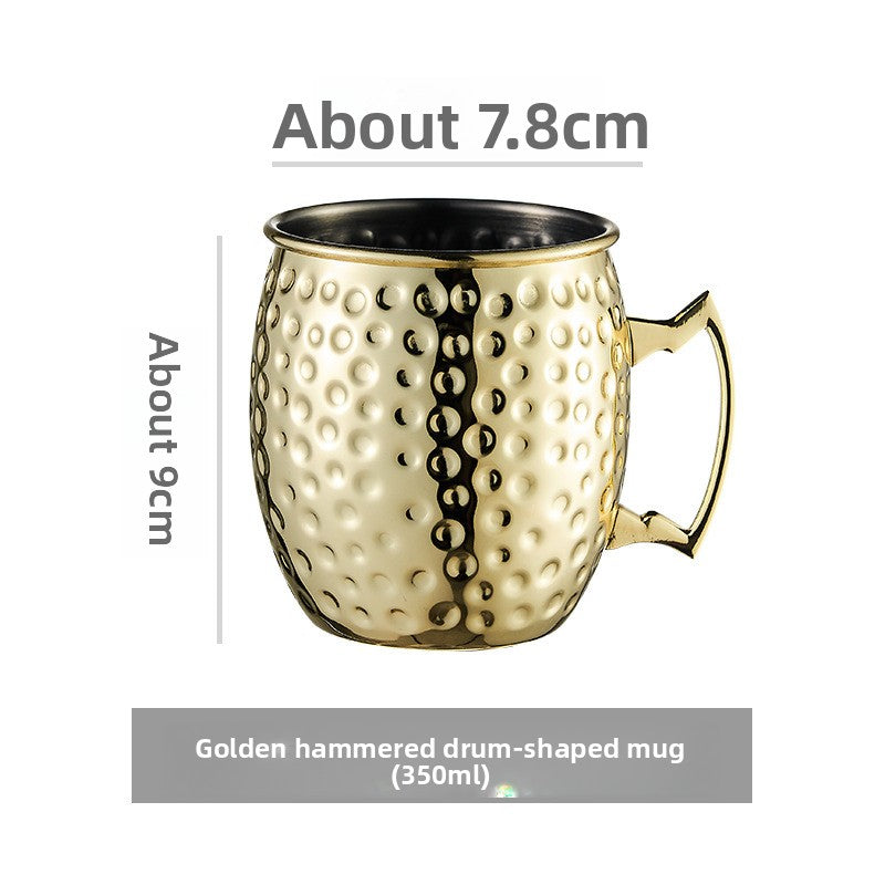 Hammered Moscow Mule Mug | Copper Rose Gold & Black Stainless Steel Cocktail Cup | Premium Bar Drinkware for Home & Party