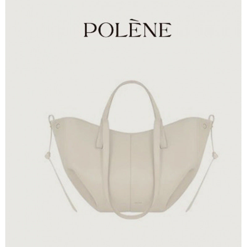 Polene Numero Un Maxi Bag in Marrone Cammello - Autentica Borsa Tote Francese in Pelle | Borsa a Spalla Curva Firmata con Lacci Regolabili