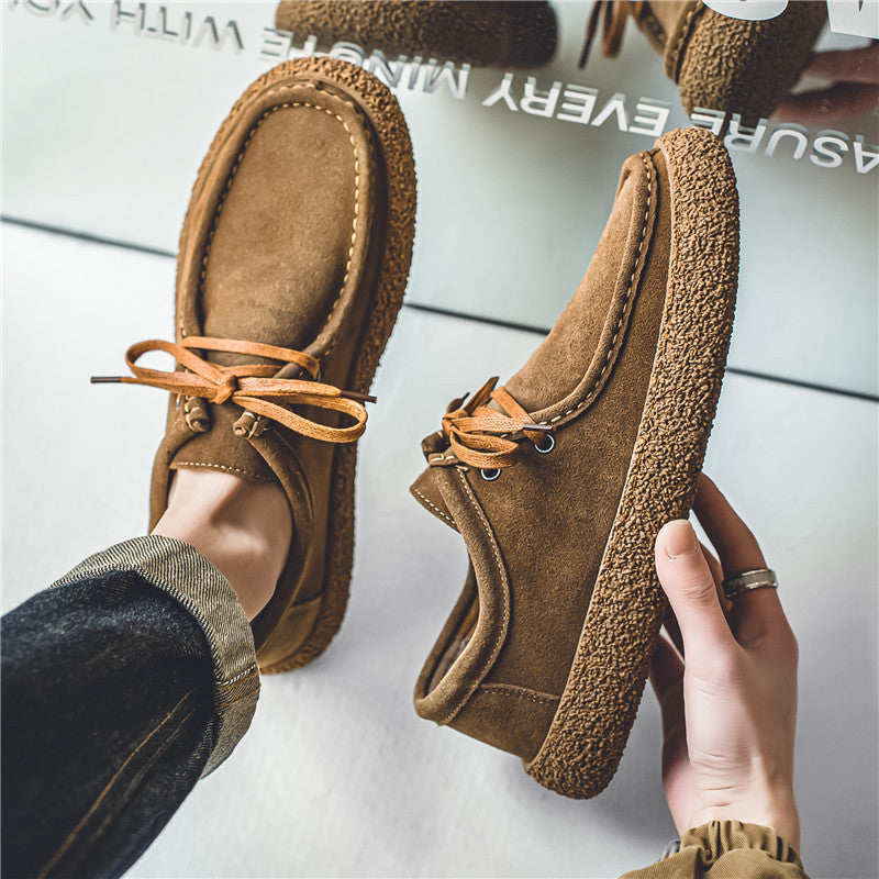 Suede Lace Up Casual Shoes Men Moccasin Wallabee Style Crepe Sole Loafer | Comfortable Everyday Flat Walking Shoes Outdoor Fashion Sneaker