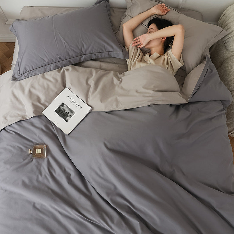 Two-Tone Gray & Taupe Bedding Set | Soft Reversible Duvet Cover with Pillowcases - Queen & King