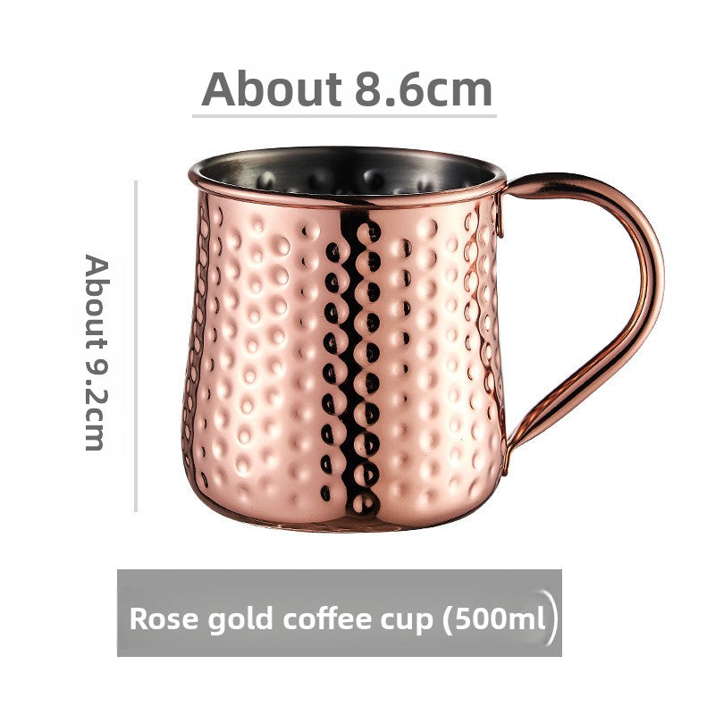 Hammered Moscow Mule Mug | Copper Rose Gold & Black Stainless Steel Cocktail Cup | Premium Bar Drinkware for Home & Party