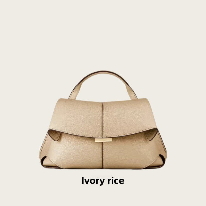 Pol�ne Num�ro Bag White | Structured Top Handle Flap Crossbody Handbag with Gold Hardware