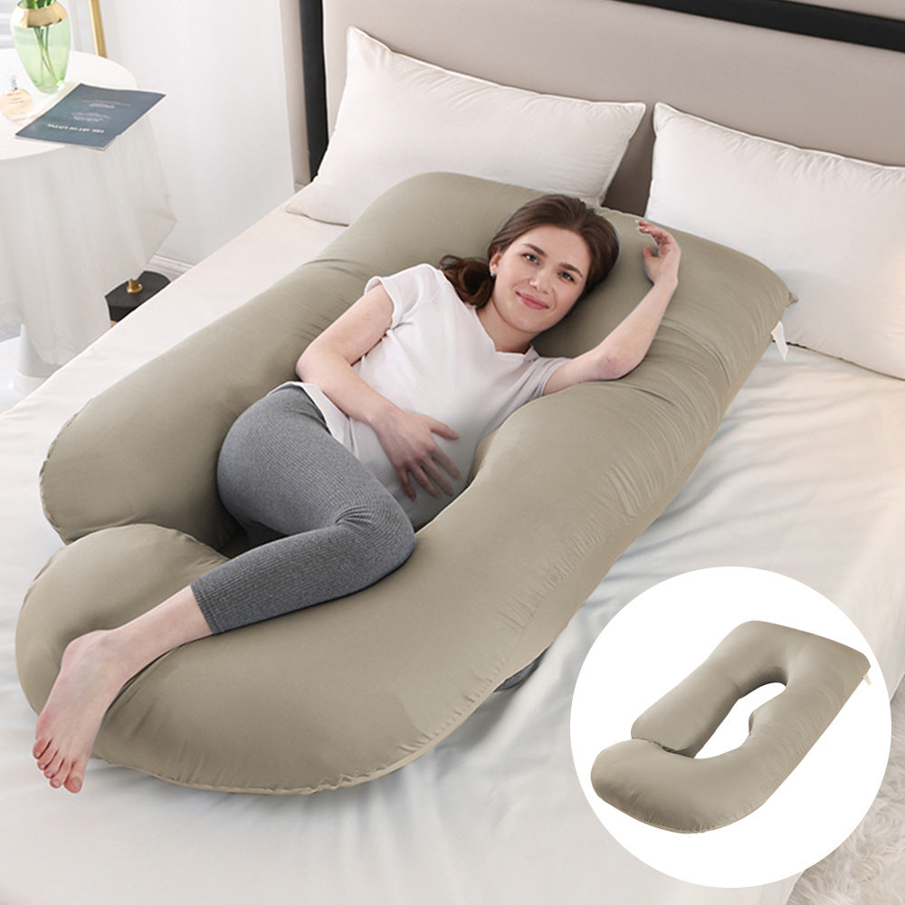 U-Shape Full Body Pregnancy Pillow | Velvet Maternity Body Pillow for Belly Back Hip & Knee Support | Side Sleeper Total Support Cushion | Grey