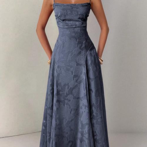 Burgundy Lace Floral Maxi Dress | Spaghetti Strap A-Line Formal Evening Gown