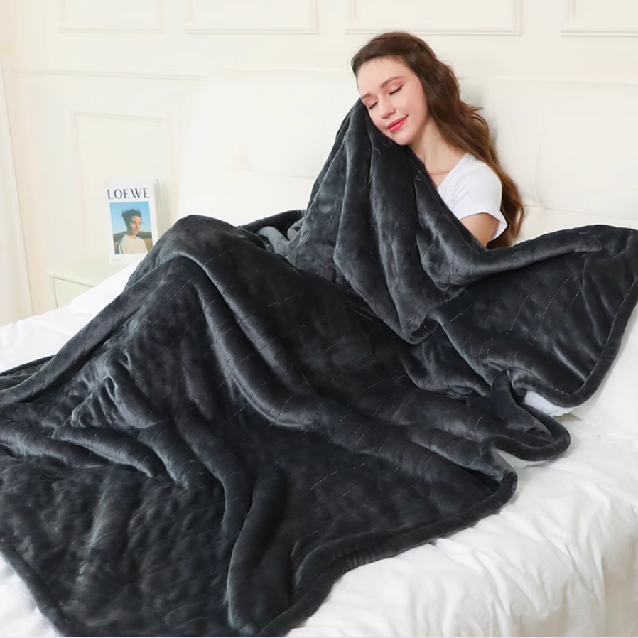 Electric Heated Blanket with LED Digital Controller | Soft Flannel & Sherpa Reversible Throw | Fast Heating, Multiple Heat Settings ? Gray