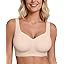 Full Coverage Wireless Bra Women | Seamless Molded Cup Wide Strap Comfort Bra | No Wire T-Shirt Bra Nude