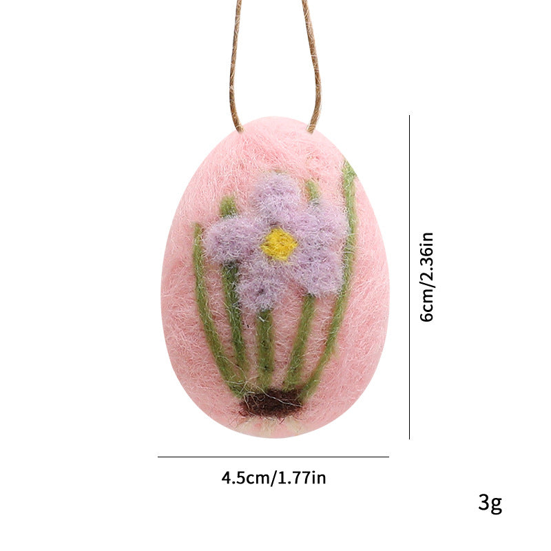 Felt Wool Easter Ornament Set 6pc | Handmade Chick Bee & Flower Egg Hanging Decorations | Spring Tree & Home Decor