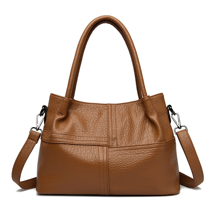 Genuine leather Black Leather Tote Bag with Shoulder Strap | Convertible Work Handbag