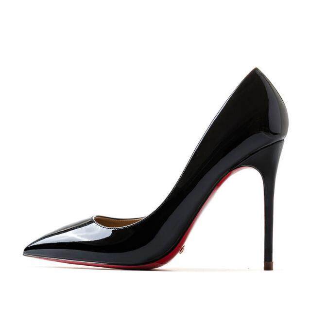 Black Patent Leather Pointed Toe Extreme Stiletto Pumps with Red Sole | The Ultimate Iconic Luxury Power Heels for Women