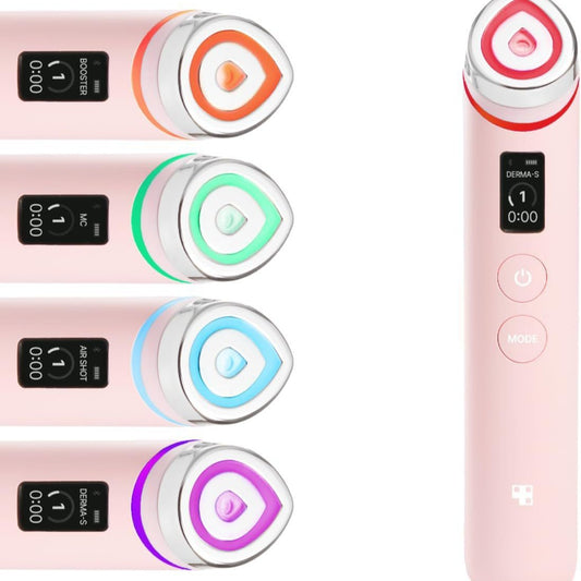 7-in-1 Red LED Light Therapy Facial Wand | Hot + EMS + Ion + LED Skin Rejuvenation Beauty Device for Anti-Aging & Lifting