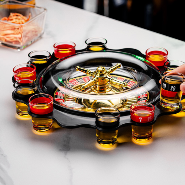 Roulette Drinking Game Set | 12 Shot Glasses Casino Spin the Wheel Party Game for Adults