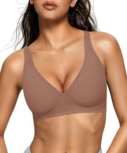 Wireless V-Neck Bralette | Seamless Comfort Everyday Bra for Women - Nude