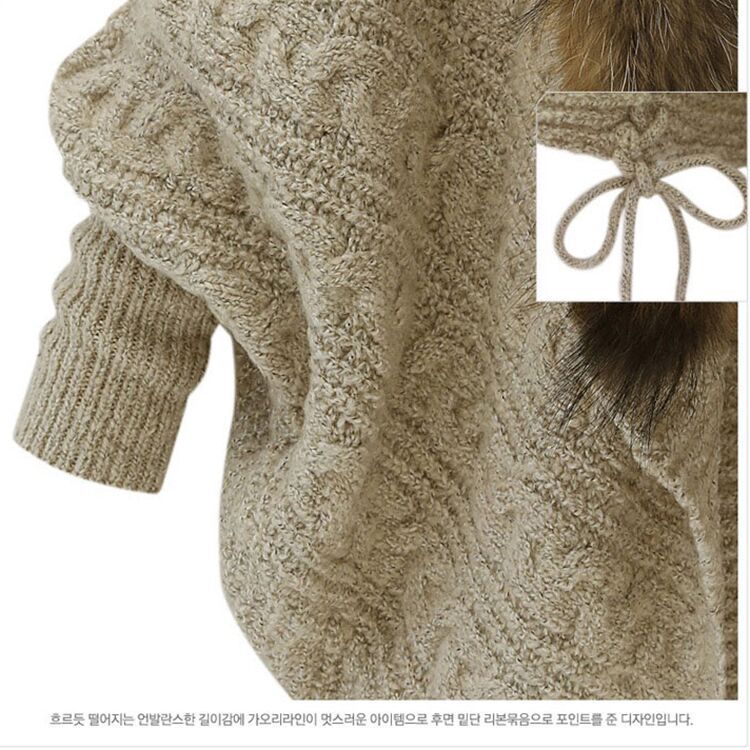 Damen Oversize Zopfmuster-Cardigan mit Kunstfellkragen – Fledermausärmel, offene Vorderseite, Tunnelzug an der Taille, Pullover-Mantel – Gemütlicher Winter-Wickelcardigan in Beige-Camel