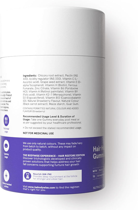 Be Bodywise Biotin Haar Haut Nägel Vitamine Gummibärchen | 60-Tage-Versorgung | Zuckerfreies Biotin Keratin Folsäure Zink Ergänzungsmittel