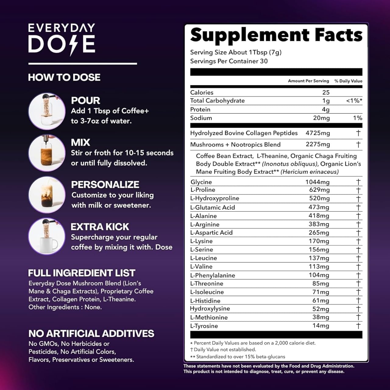 Everyday Dose Coffee+ Set of 3 — Mushroom Coffee with Collagen Protein & Nootropics | Boost Energy, Focus, Mood & Gut Health
