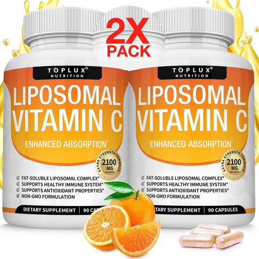 Toplux Nutrition Liposomal Vitamin C 2100mg 2x Pack | 2x90 Capsules Enhanced Absorption Non-GMO Immune Support