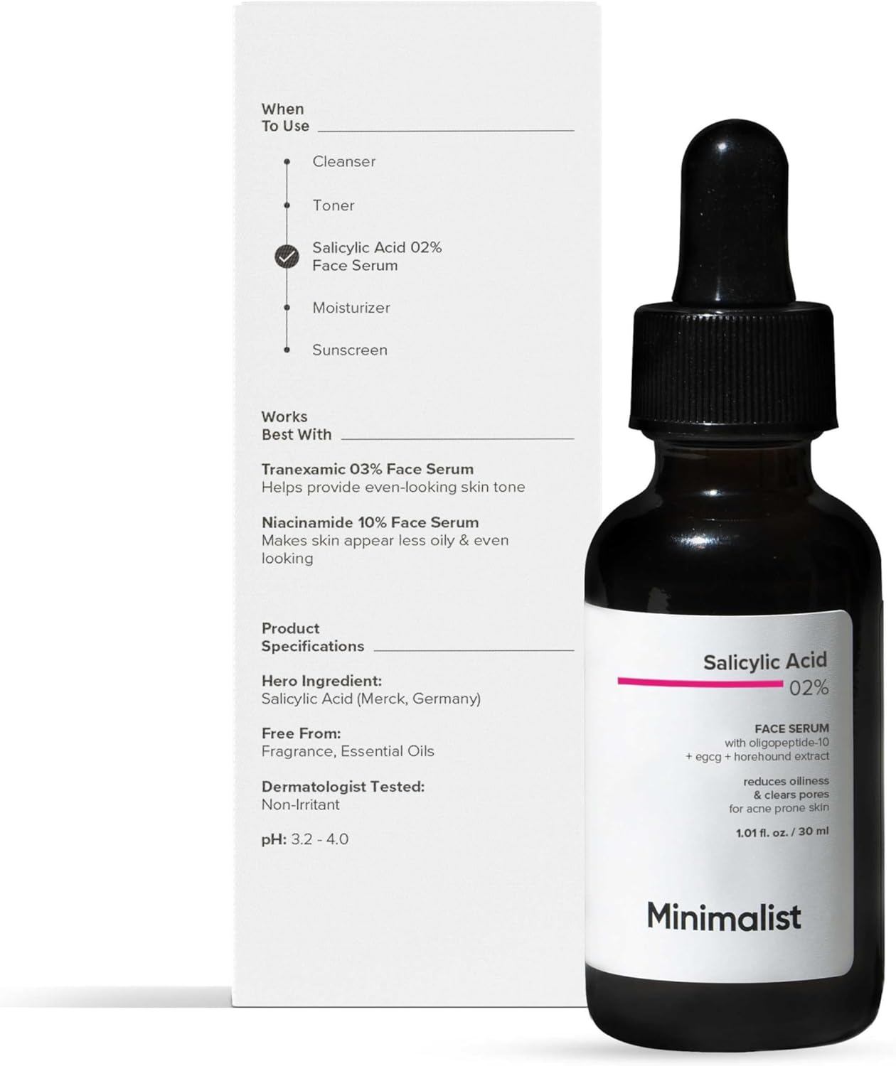 Minimalist Salicylic Acid 2% Face Serum 30ml | Set of 3