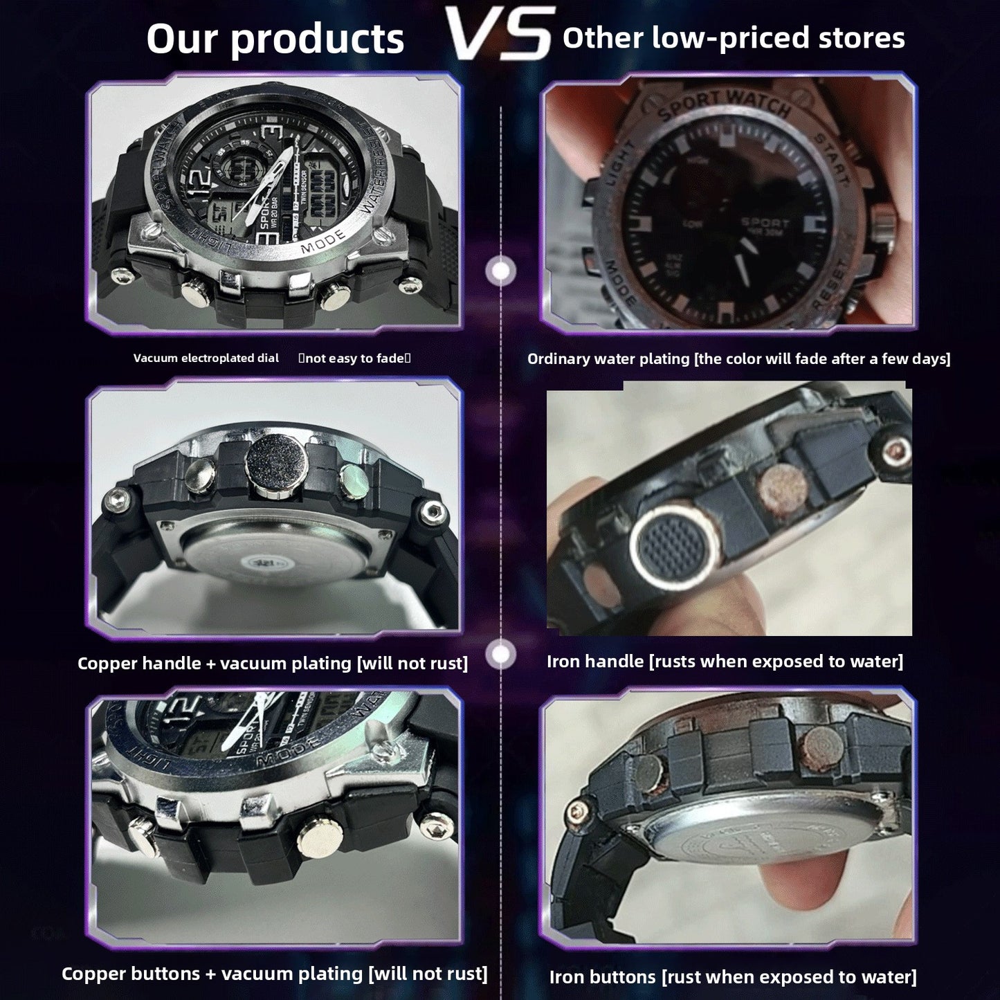 Men's Tactical Sport Watch | Dual Display Digital Analog Military Watch with Alarm, Timer, Compass & 20 BAR Water Resistance