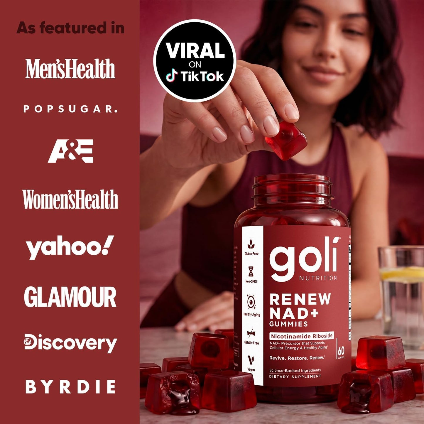 Goli Nutrition Renew NAD+ Gummies Set of 2 | Nicotinamide Riboside | Cellular Energy & Healthy Aging | 60 Gummies Each | Vegan, Gluten-Free, Non-GMO