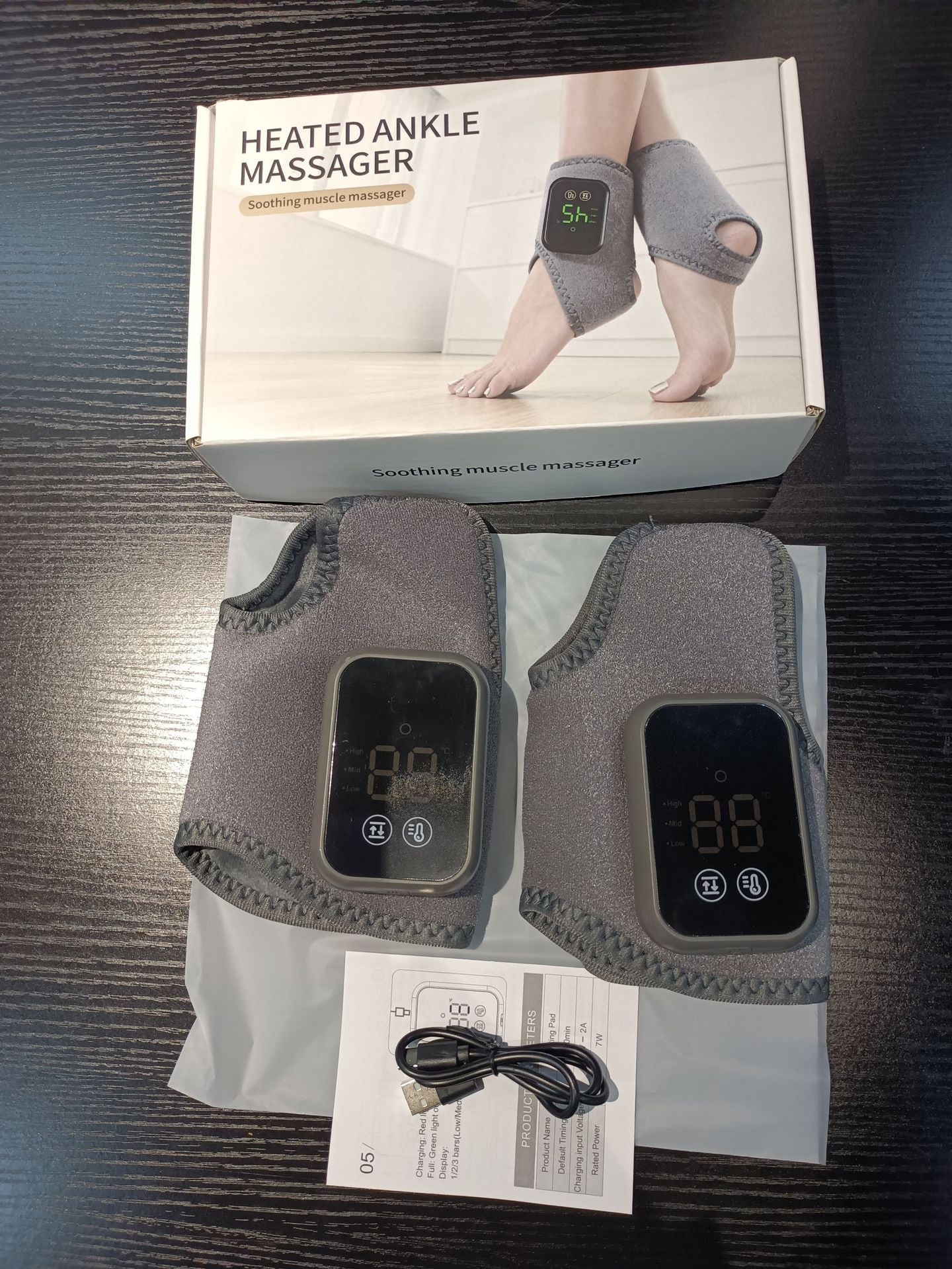 Heated Ankle Massager with LED Display | Electric Soothing Muscle Massager Wrap | Vibration & Heat Therapy for Ankle Pain Relief