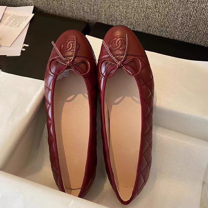 CHANEL Beige & Black Lambskin Ballet Flats | Luxury Flat Shoes for Women
