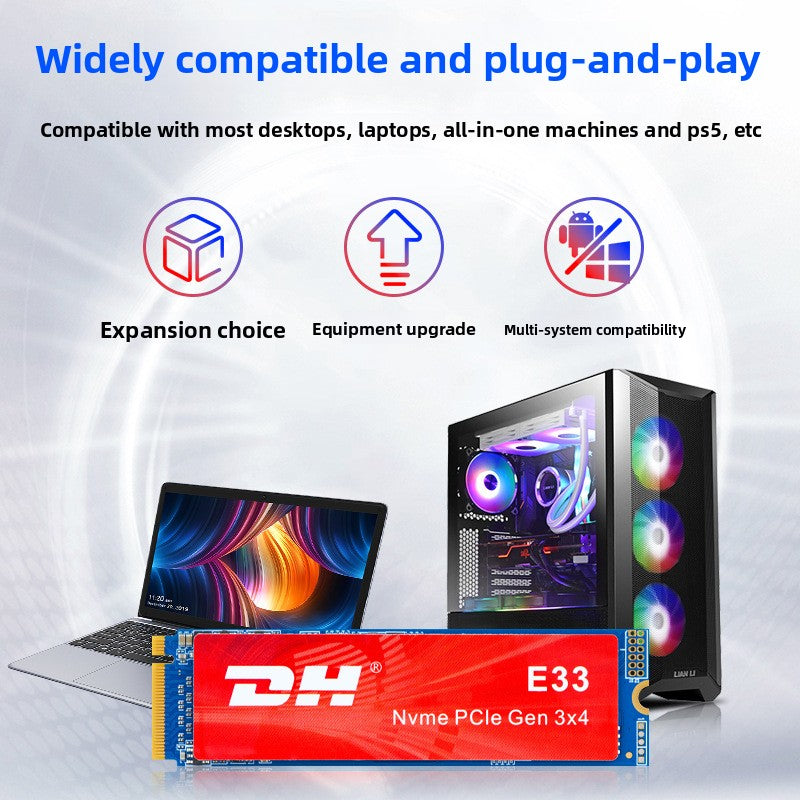 DH E33 128GB NVMe M.2 SSD | PCIe Gen 3x4 2075MB/s Internal Solid State Drive | Flagship Chip 3-Year Warranty Laptop PC Upgrade