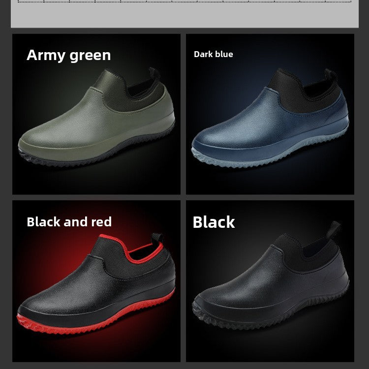 Waterproof Slip-On Chef Shoes Men Women | Non-Slip Kitchen Work Shoes Rain Shoes Black Red