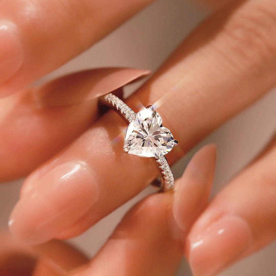 Heart Shape Zirconia Inlay Ring