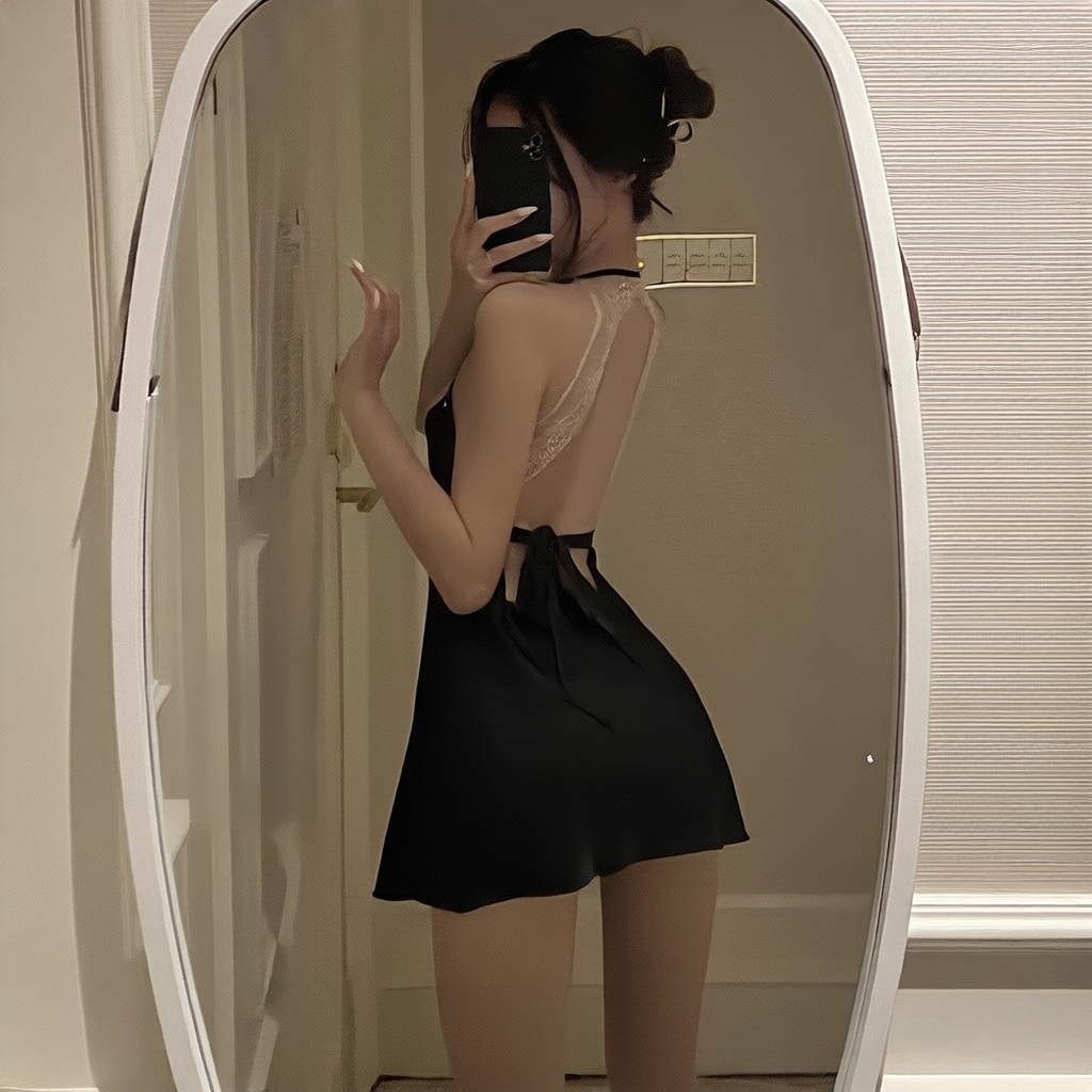 Women's Nude Pink Satin Slip Nightgown Sexy Eyelash Lace Trim V Neck Sleeveless Mini Sleep Dress Chemise
