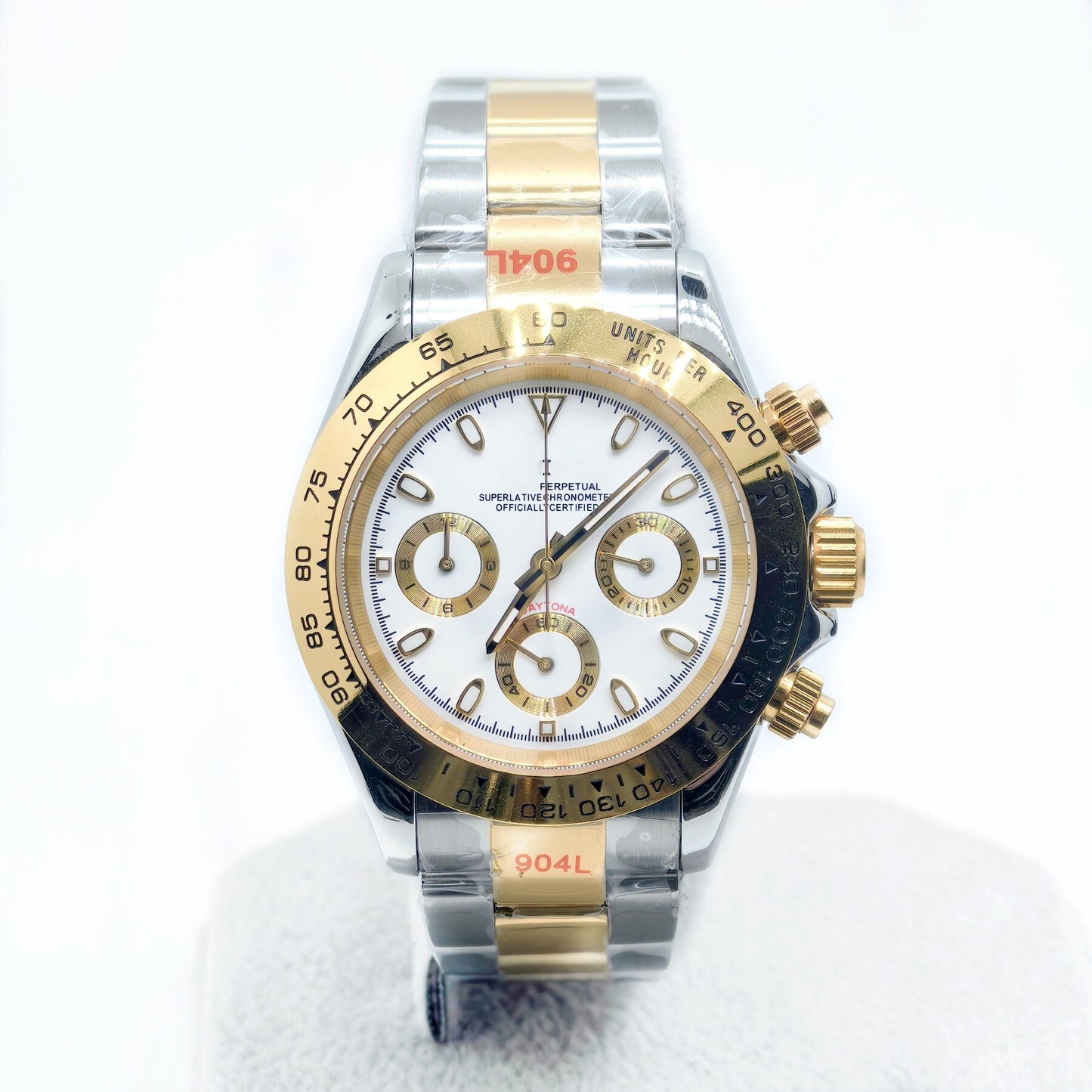 Seiko Ice Blue Chronograph Watch Men | Black Ceramic Tachymeter Bezel | 904L Steel Oyster Bracelet | Triple Sub-Dial Sport Watch