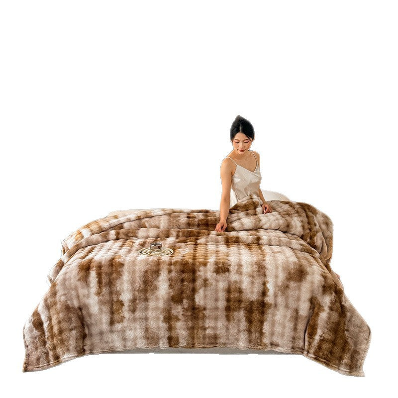 Coperta in pile soffice a righe crema | Plaid in peluche ultra morbido per letto e divano | Calda coperta invernale