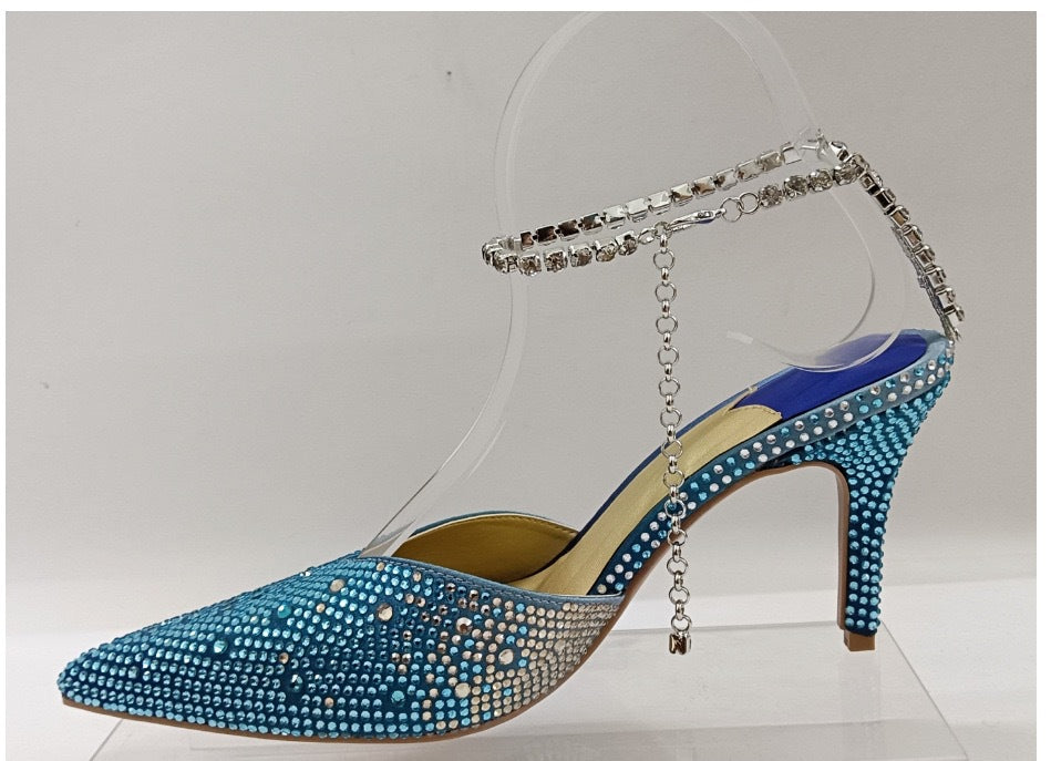 Green Crystal Rhinestone Heels & Matching Clutch Bag Set | Diamante Stiletto Pointed Toe Slingback Evening Shoes & Purse