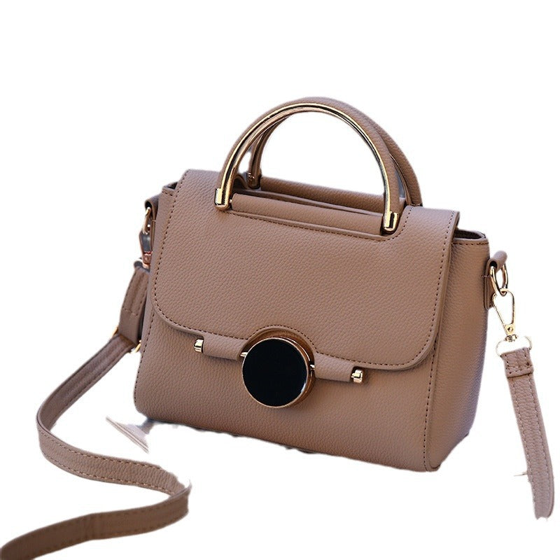 Red Structured Handbag with Metal Ring Handle - Contemporary Crossbody Satchel with Gold Hardware | Statement Shoulder Bag
