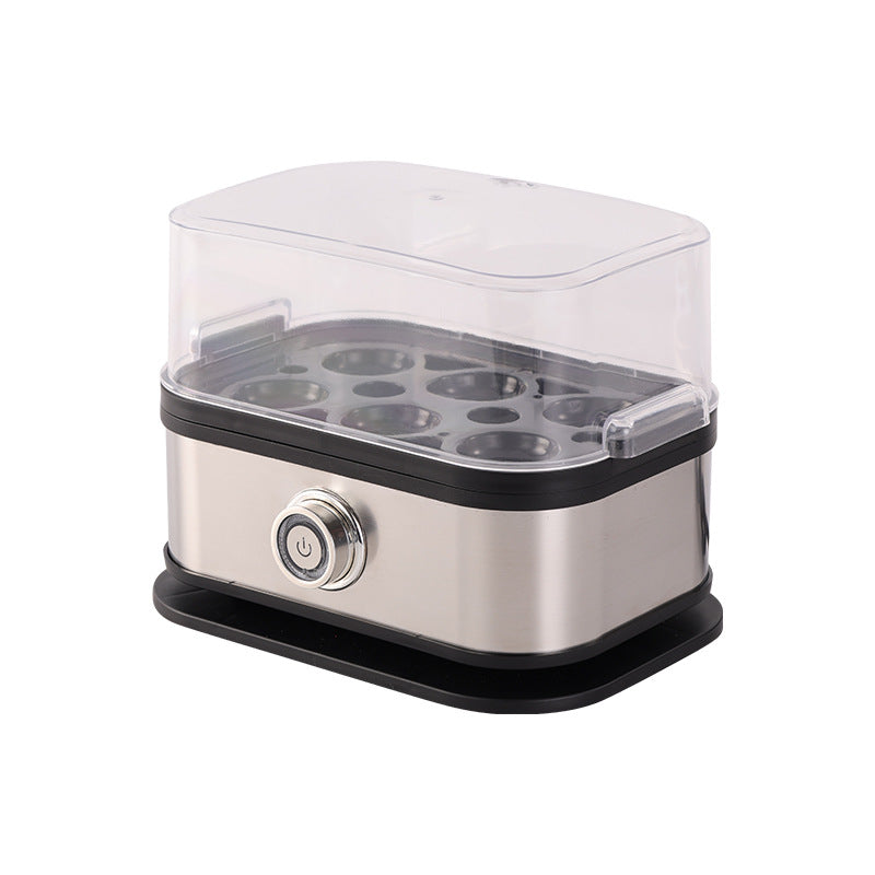 Electric Egg Cooker Steamer with Clear Lid 6 Egg Capacity Stainless Steel Automatic Egg Boiler for Hard Soft Medium Boiled Eggs