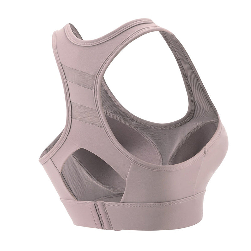 High Impact Sports Bra Women | Shockproof Fixed Cup Racerback Workout Bra | Adjustable Back Closure Gym Bra